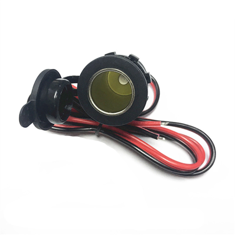 1 square 12-24V10A cigarette lighter female wire motorcycle car load charging socket waterproof cover car charging bus