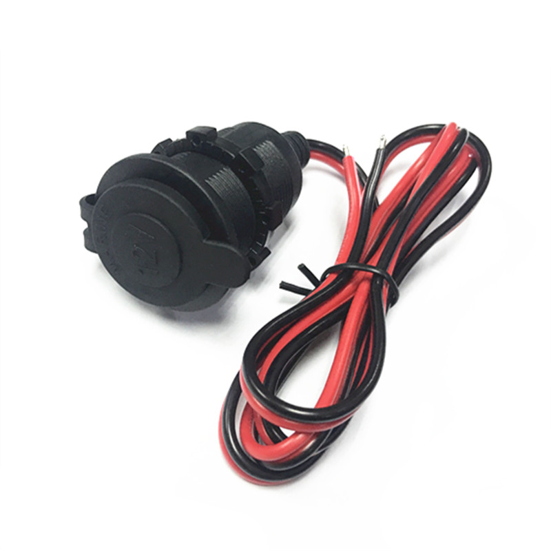 1 square 12-24V10A cigarette lighter female wire motorcycle car load charging socket waterproof cover car charging bus