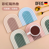 Ouffiths Rainbow Cup Cushion Silicone Pan Cushion Dining Table Cushion Thickened Kitchen Heatproof Tray Cushion Heat Insulation Mat Anti-Burn Bowl Mat