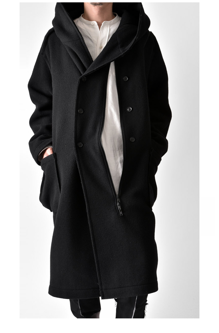 YOJI OOAK Áo len cổ điển Tweed Drop Shoulder Coat Hồ sơ nam Thiết kế ban đầu Áo khoác dài - Áo len áo khoác jean nam