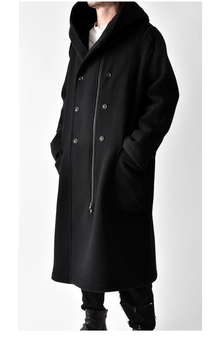 YOJI OOAK Áo len cổ điển Tweed Drop Shoulder Coat Hồ sơ nam Thiết kế ban đầu Áo khoác dài - Áo len áo khoác jean nam