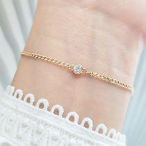 18K gold natural diamond hand-decorated with real drilling bubble bracelet gold AU750 minimalist single drilling with strong wind thick chain sturdy