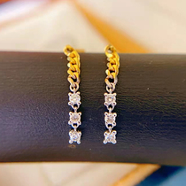 18K Gold Natural Diamond Earrings Gold Platinum Earrings Bicolor Chain Earrings True Drilling and Simple Fashion