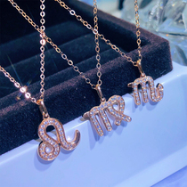 18K gold natural diamond twelve Constellation Pendant Necklace Lock Bone Chain Woman Fashion Kking Rose Gold AU750 Gift