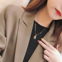 z letter necklace 18K gold diamond small square card necklace H pendant lock bone chain woman 26 optional light lavish crowdsourced