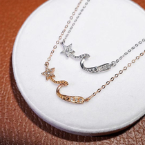 18K Rose Gold Platinum Fairy Wish Meteor Necklace Lock Bone Chain Sleeve Chain Women Color Gold AU750 Little Clear New Fashion