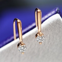 18K Rose Gold Natural Diamond Earrings Earrings Earrings Accessories Earrings 10 Points 20 Color Gold AU750 Single Drilling Ear Nail 100 lap