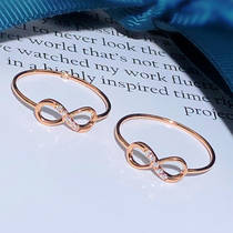 18K rose gold diamond little fresh ring boundless love 8 words tangled female ring gold AU750 group inlaid with small diamond ring