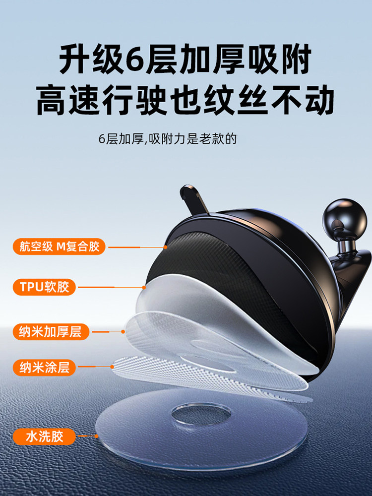 2025 New Car Phone Holder, Car Navigation Mount, Universal Suction Cup Phone Holder for Horizontal and Vertical Center Console Dashboard