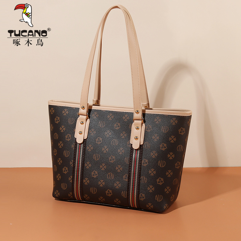 Woodpecker tote bag girl 2022 new old flower commuter woman bag large capacity single shoulder bag casual handbag woman