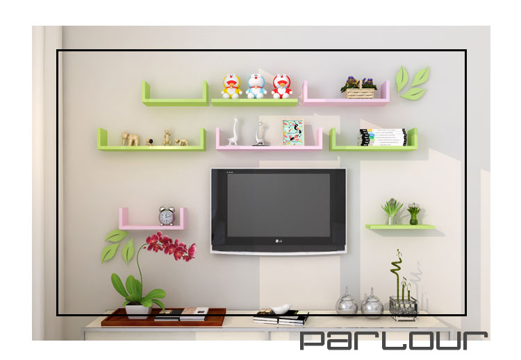 tivi asanzo 50 inch Kệ treo tường sáng tạo hình chữ U phân vùng tủ sách phòng khách TV treo tường khung trang trí kệ tùy chỉnh kệ - TV ti vi màn hình cong