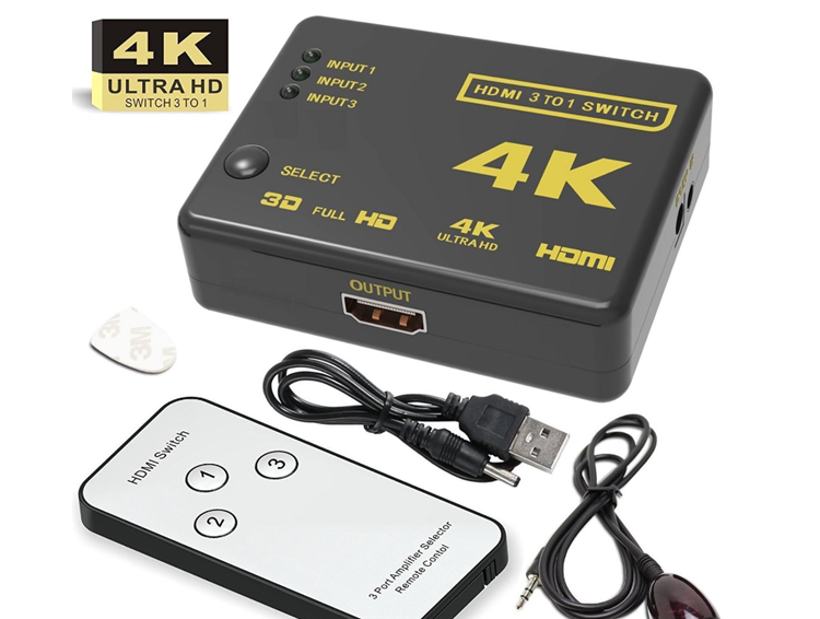 HDMI switcher 4K* 2K three-in-out high-definition video switcher converter with remote control-Taobao