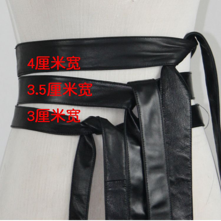 Haining First-Layer Sheepskin Women's Belt, Leather Belt for Women's Leather Clothing, Fur, Mink Coat, Trench Coat Decoration, Soft and Knotted