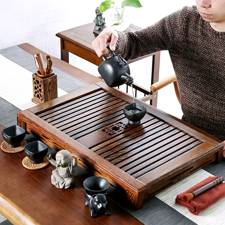 Chicken wings wood tea tray was your up ceramic tea set a complete set of kung fu tea cups solid wood contracted household sea tea table