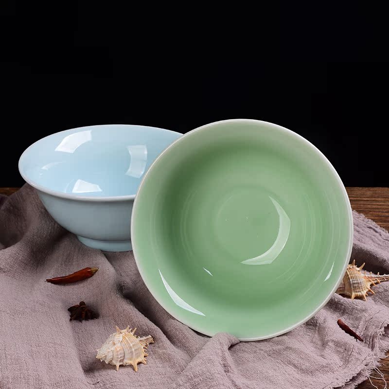 Friends are celadon large soup bowl of household ceramics tableware wash salad bowl Japanese ramen rainbow such use simple pure color rainbow such use