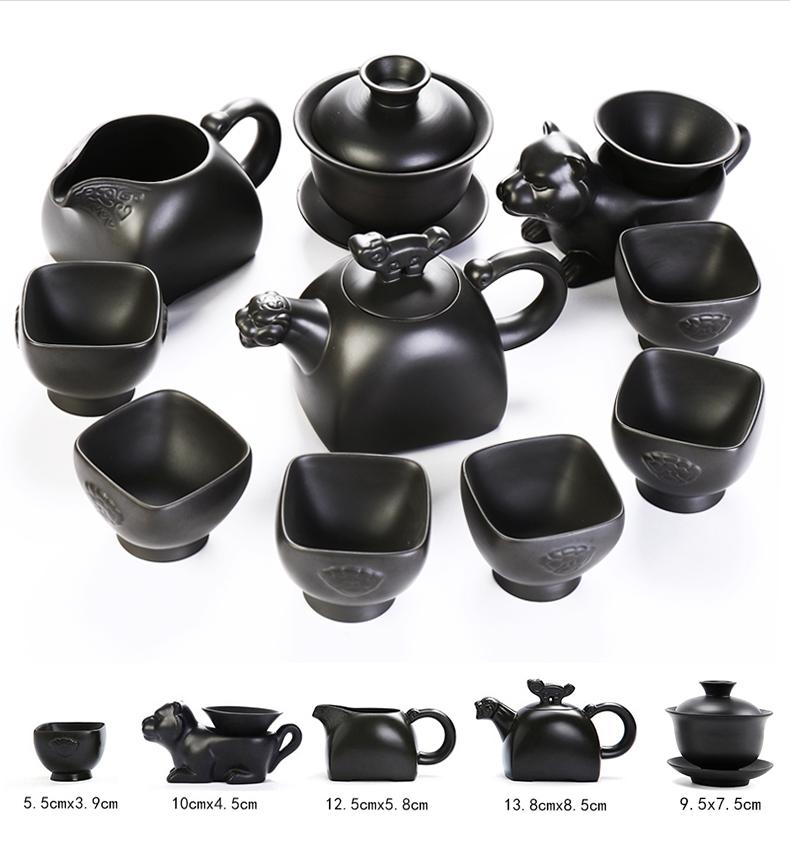 Solid wood tea tray tea set suit black sandal wood tea tray tea table home office of a complete set of violet arenaceous kung fu tea set