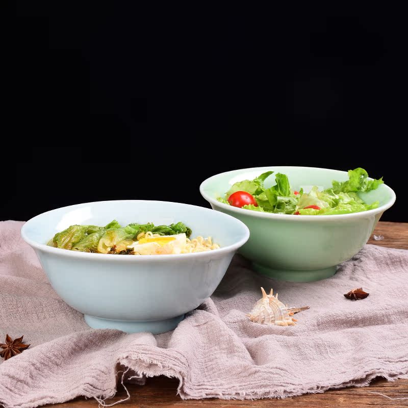 Friends are celadon large soup bowl of household ceramics tableware wash salad bowl Japanese ramen rainbow such use simple pure color rainbow such use