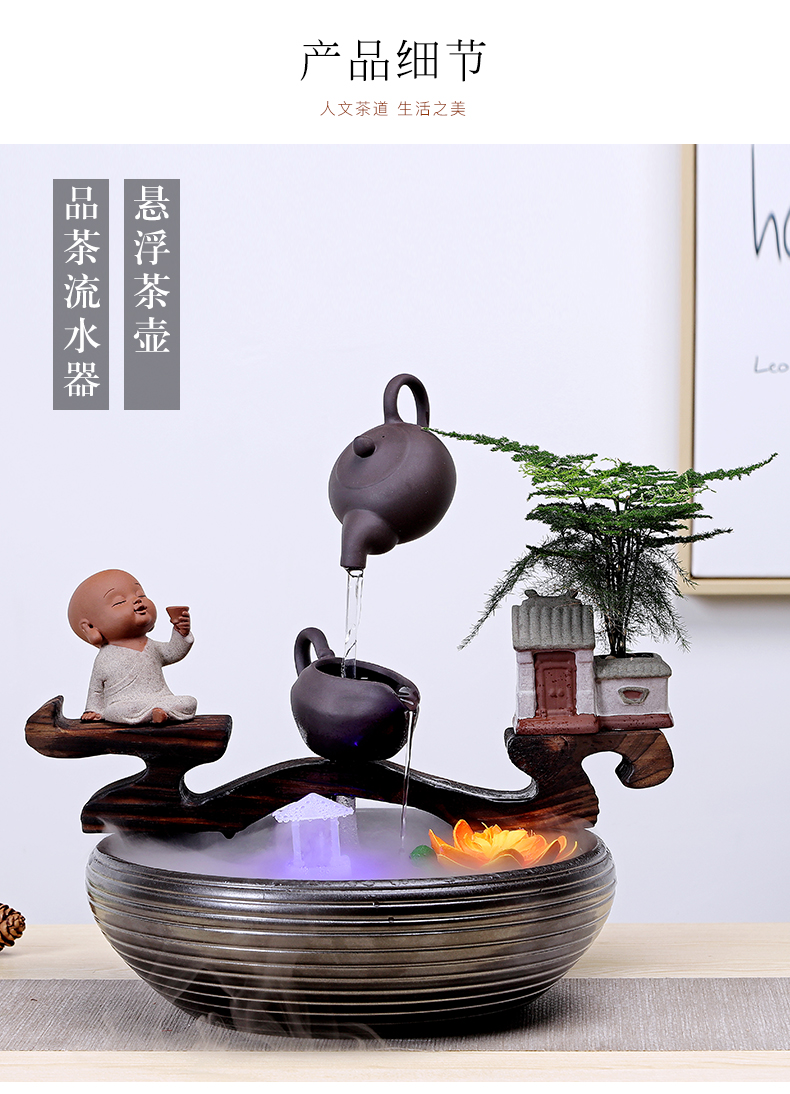 Creative humidifier water fountains in plutus feng shui living room office ceramic household crafts are opening gifts