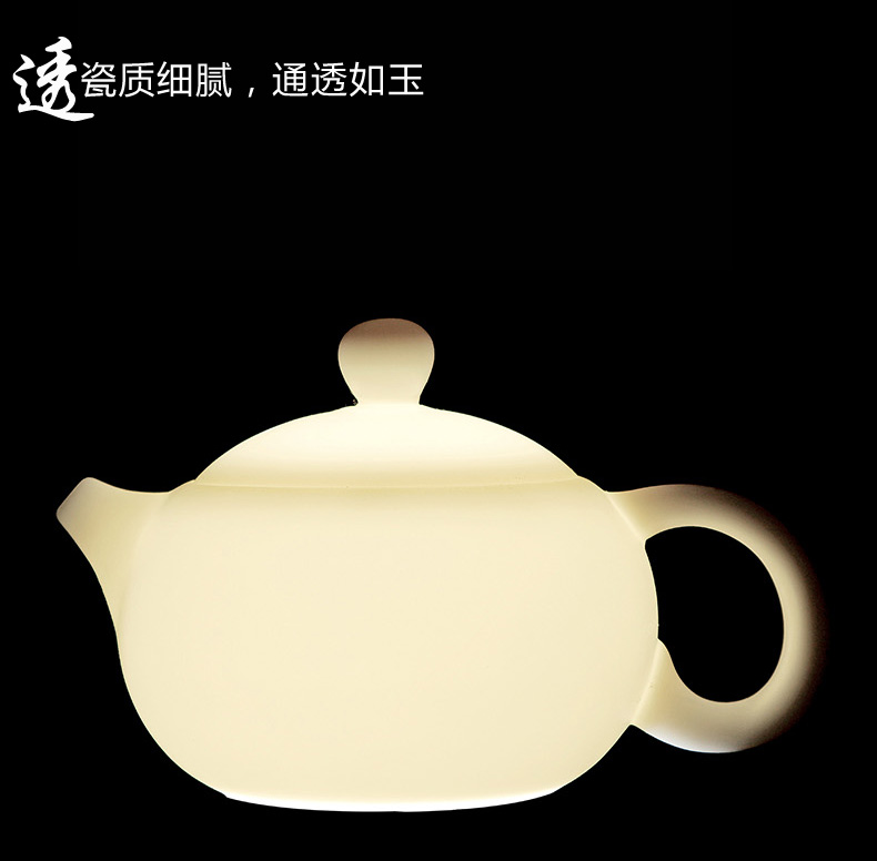 A complete set of ceramic kung fu tea set household dehua white porcelain suet jade porcelain tea set the teapot teacup GaiWanCha sea