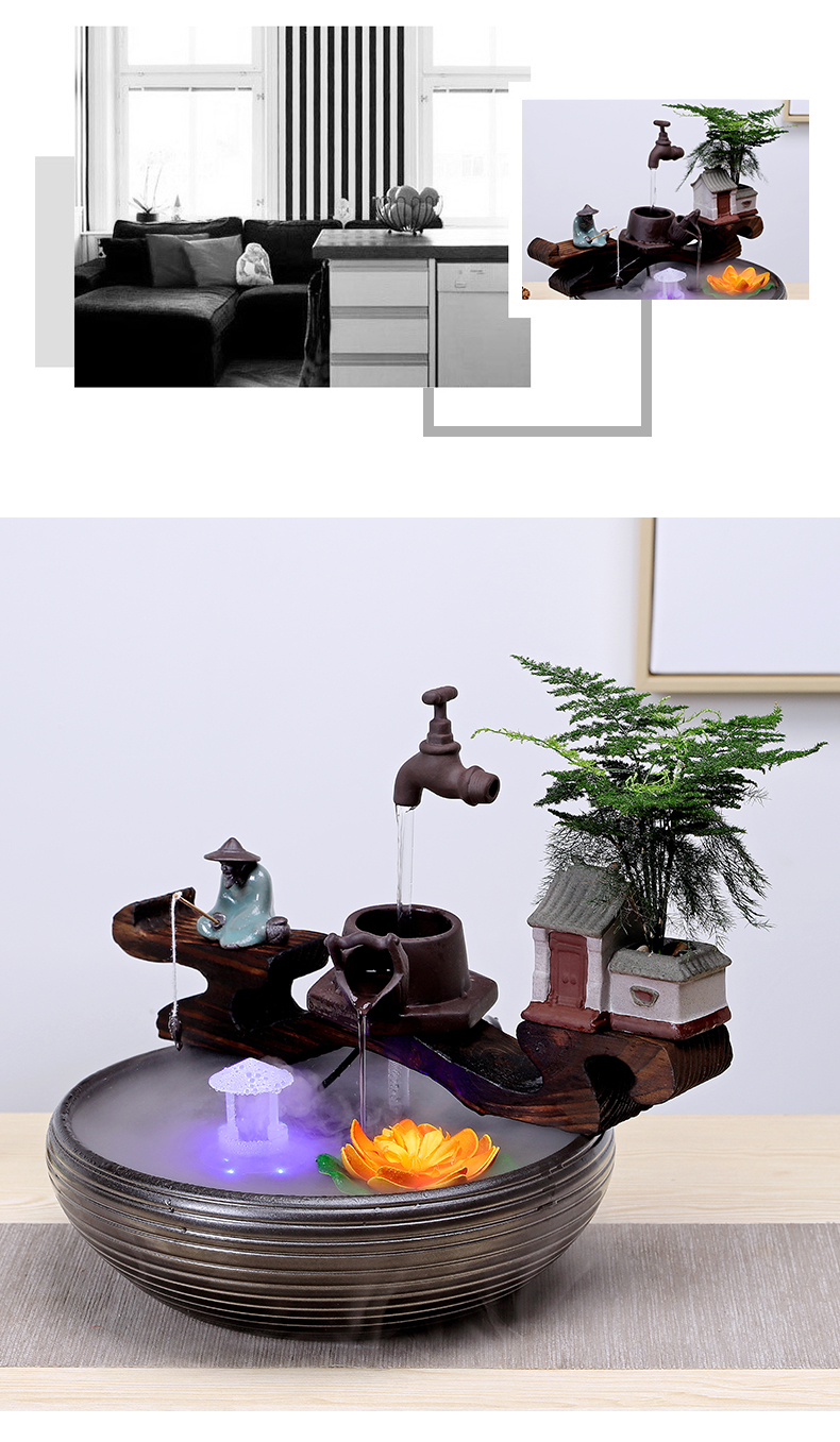 Creative humidifier water fountains in plutus feng shui living room office ceramic household crafts are opening gifts