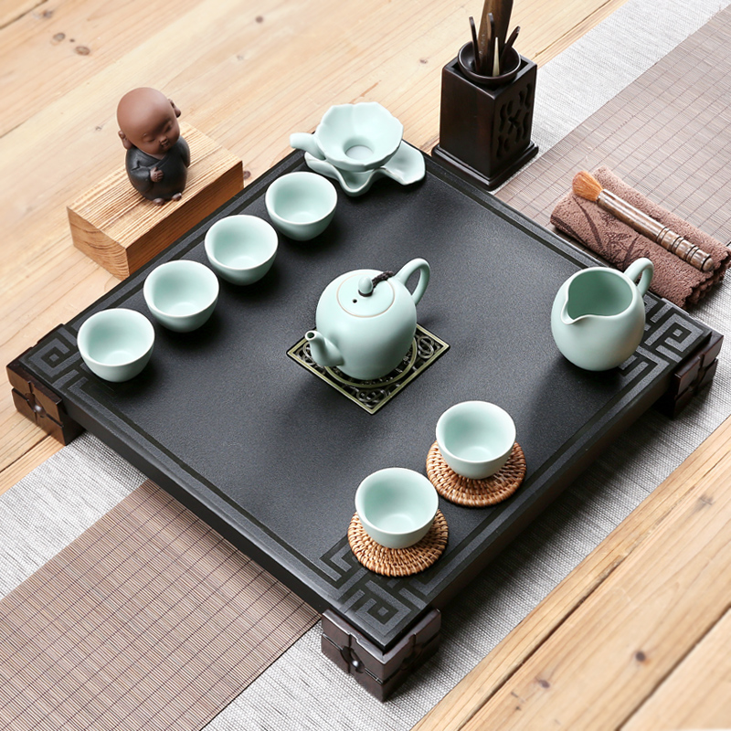 The whole piece of chicken wings ebony wood tea tray sifang contracted tea sea brother ceramic up of a complete set of your up kung fu tea set