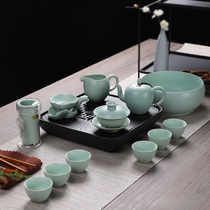 Youshang complete set of Ru kiln kung fu tea set Ru porcelain ceramic tea set teapot tea cup washing Black Tea Ware