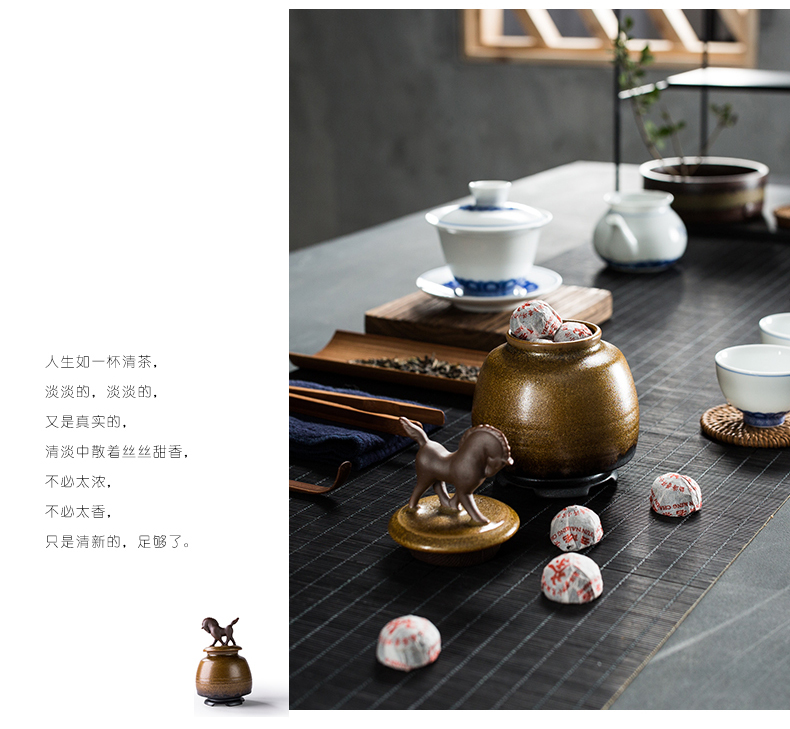 Friend is ceramic seal caddy fixings kung fu tea pu - erh tea POTS of tea warehouse wake receives the tea gift box