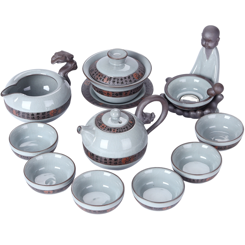 Friends is a complete set of kung fu tea set suit household utensils elder brother up with ceramic teapot teacup tea filter Japanese tea set