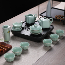 Youshang whole set of kung fu tea set ceramic Ru kiln household tea set Ru porcelain tea pot cup tea tea washing Black Tea Ware