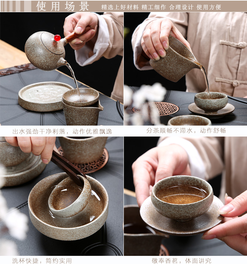 Friend is ceramic tea set home four unity sharply stone automatic water electric magnetic furnace one tea tray