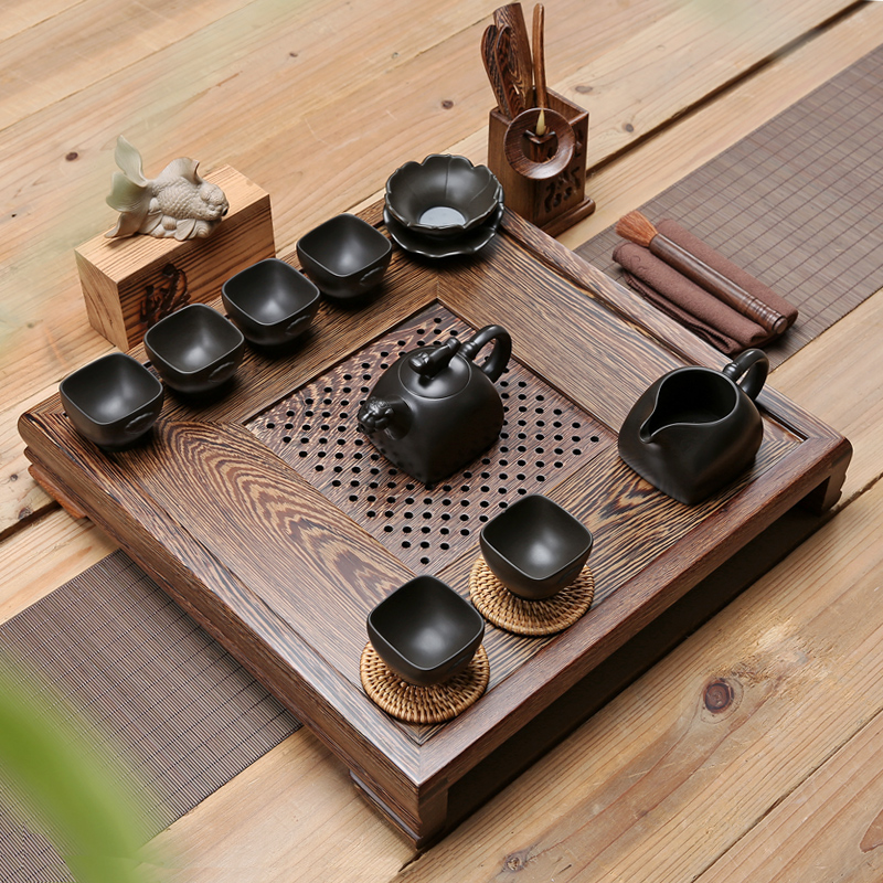 Friend is chicken wings wood tea tray zisha teapot teacup solid wood tea set a complete set of kung fu contracted tea tea table