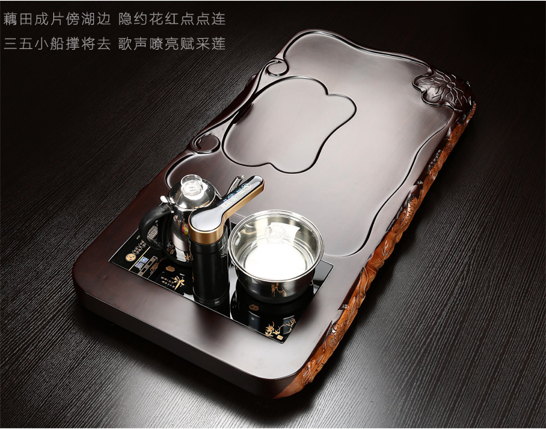 Violet arenaceous kung fu tea sets tea tray to the whole large ebony wood tea tray tea table water boiling water