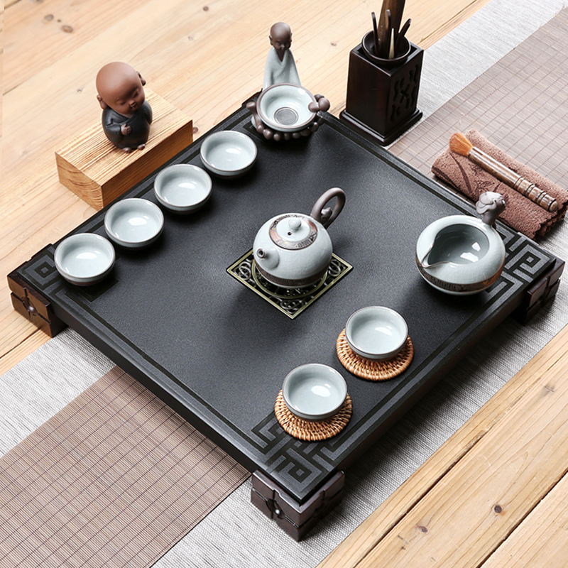A friend is A complete set of violet arenaceous kung fu tea set household ebony wood tea tray was sharply stone tea teapot teacup