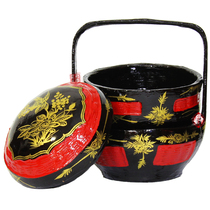 Yongchun Lacquer Basket Folk Craft Hand-painted Flowers Birds Big Lacquer Bamboo Choreographi Wedding Ornaments Burn Incense Basket Bye-bye Basket Lacquer Art