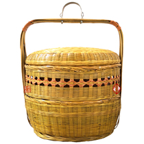 Bamboo Basket Bye-bye Basket Delivery Basket Festive wedding Dowry Wedding Basket Gift Basket Water Fruit Basket Pure Handmade Bamboo Silk Double Basket