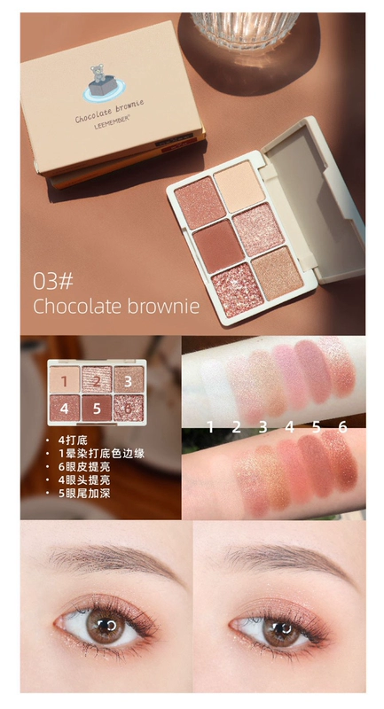 GIÁM SÁT 荔 萌 荔 6 色 眼影 盘 珠光 亮亮 片 蛋糕 橙子 蛋 - Bóng mắt bảng mắt missha