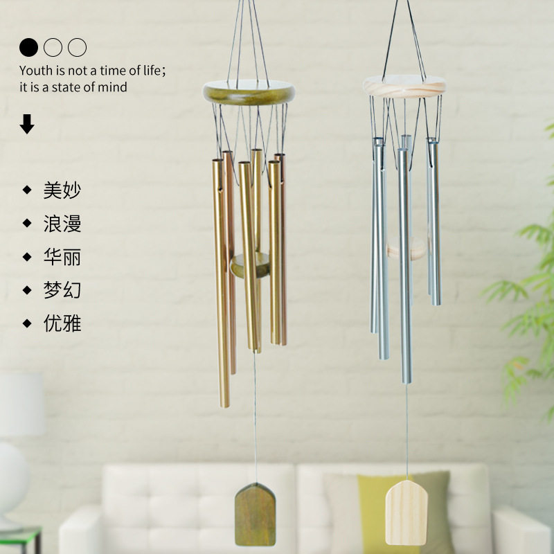 Creative aluminum tube multi-tube wood wind chimes silver tube multi-tube sound super nice to send friends and classmates birthday gifts