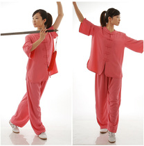High elastic hemp summer tai chi suit womens Mulan suit short-sleeved tai chi suit Martial arts suit practice suit Taijiquan clothing