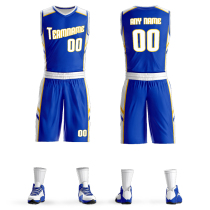 Basketball suit suit mens dark blue group purchase custom unit company basketball game training uniform orange white water print font size