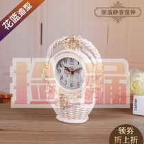 Lisheng European style small flower basket clock bedroom sitting clock bedside pendulum clock living room decoration retro countertop clock clock clock