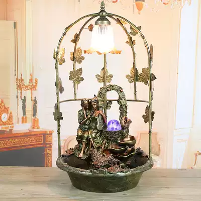 Lisheng European-style pastoral running water desktop household lucky ornaments Romantic home decoration craft gift ornaments Fountain humidifier