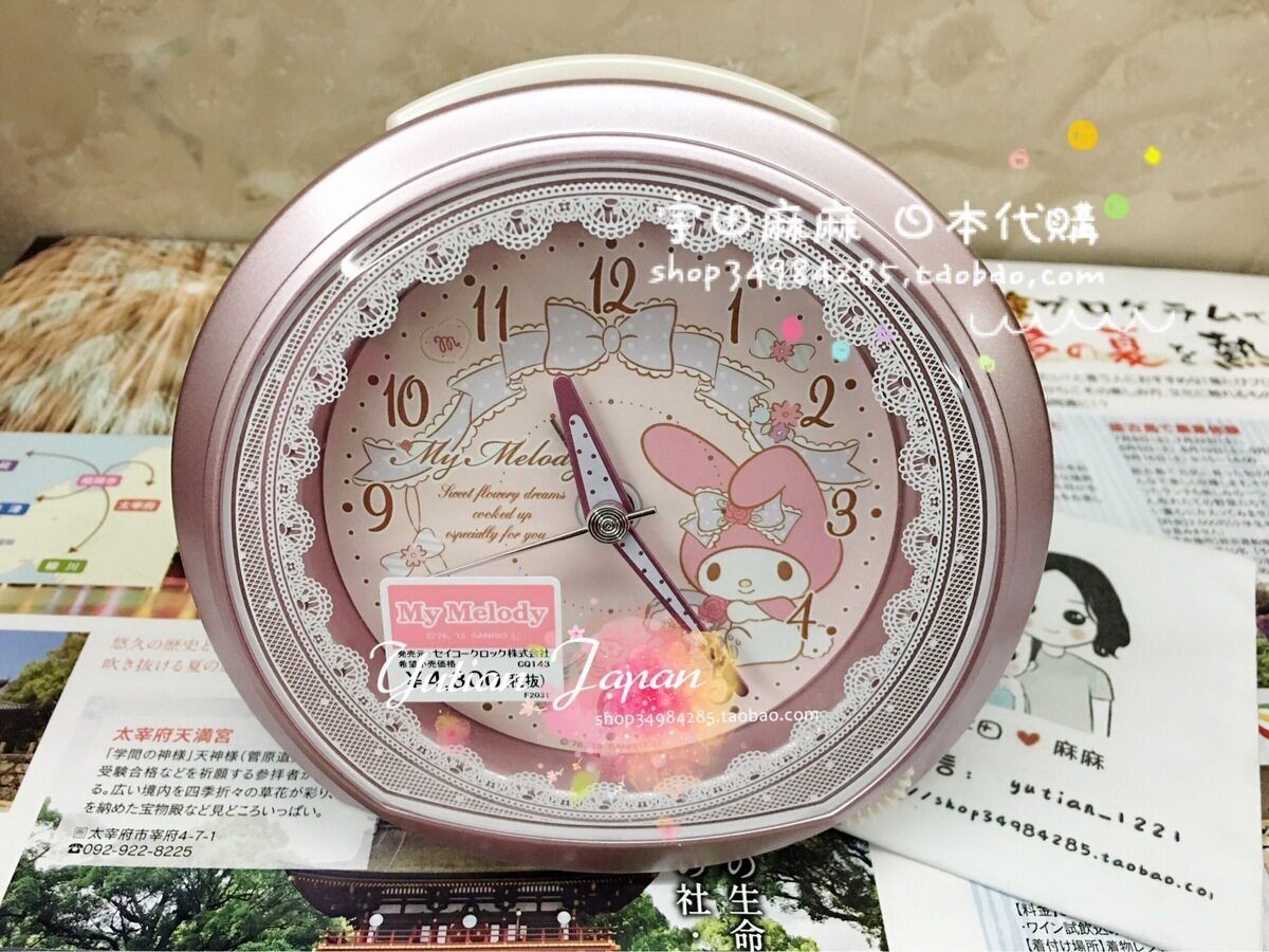 Spot Japan Three Literns Seiko Seiko Seiko Child pink girl mute alarm clock Melody Melody Clock