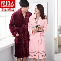 Cặp vợ chồng Nam Cực áo ngủ nữ áo choàng mùa đông nam áo choàng mùa thu và mùa đông dài đoạn flannel đồ ngủ nhung nhung áo choàng tắm SQ bộ đồ ngủ