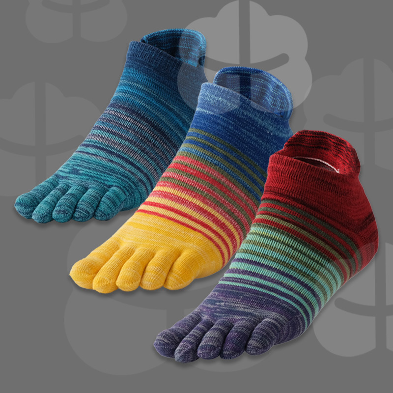 Short Men's Five-Toe Socks, Cotton, Odor-Resistant, Sweat-Absorbent, Summer Style, Medium Thickness, Heel and Toe Protection, Integrated Toe Socks for Sports