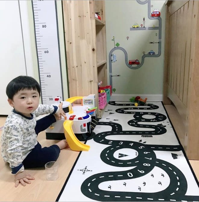 INS Four Seasons Children's Highway Mat Baby Climbing Pads Children's Game Learning Gallery Pad Living Room Non-Slide Carpet