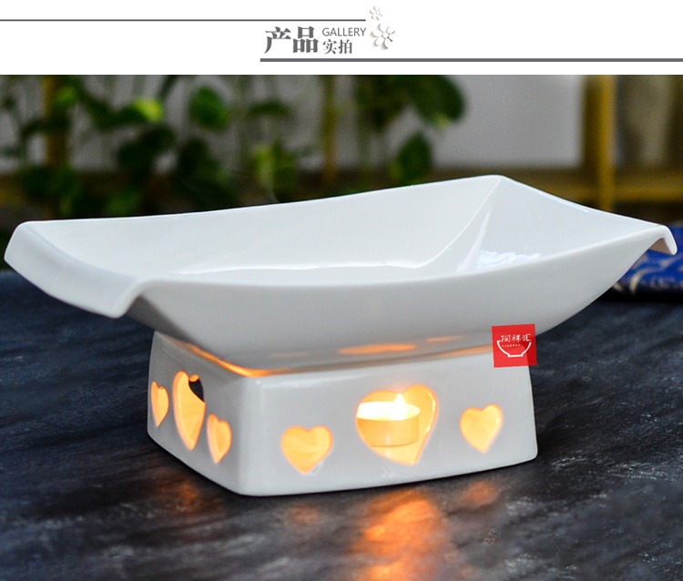 Khách sạn nến gốm sưởi ấm bộ đồ ăn đặc biệt thuyền hoàng gia với lò sưởi mở tấm lò sưởi ngâm cá bát súp bộ chén dĩa cao cấp