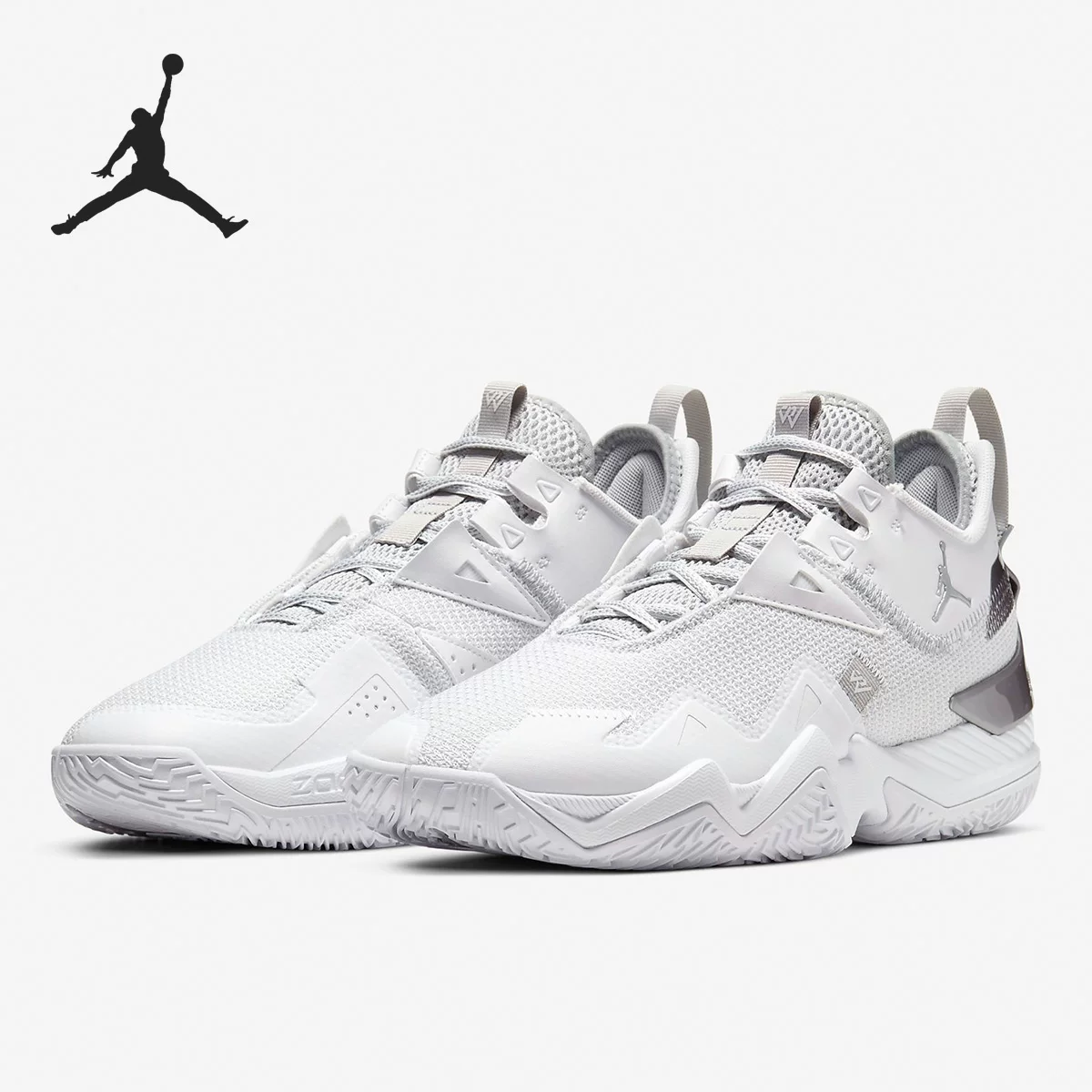Мужские баскетбольные кроссовки Nike Jordan Westbrook One Take с амортизацией Zoom Air, подходящие для уличного бетона, черно-бело-цементно-серый ярко-красный