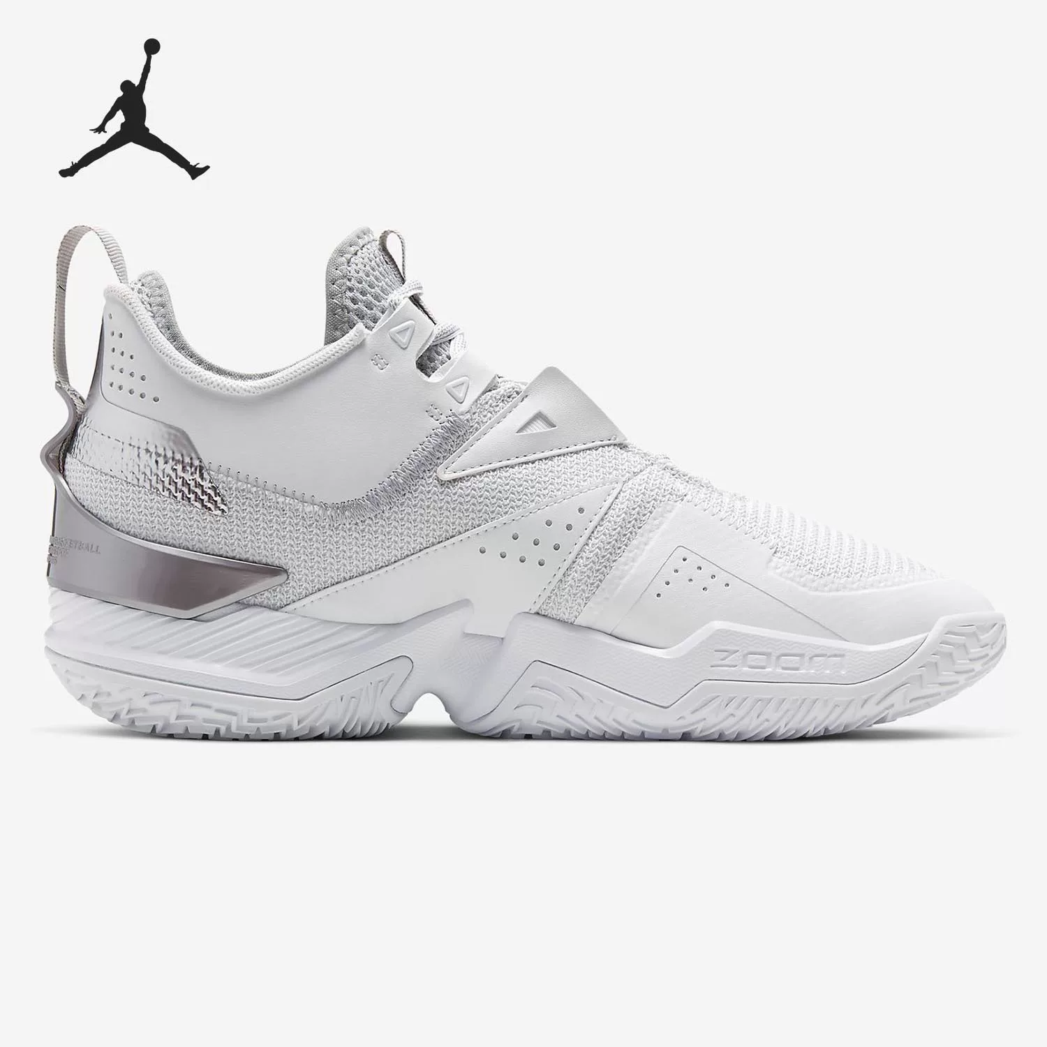 Мужские баскетбольные кроссовки Nike Jordan Westbrook One Take с амортизацией Zoom Air, подходящие для уличного бетона, черно-бело-цементно-серый ярко-красный