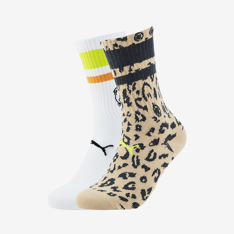 Puma Official Authentic Fashion Unisex Sports Casual Mid-Calf Socks Two-Pair Pack 938477-01