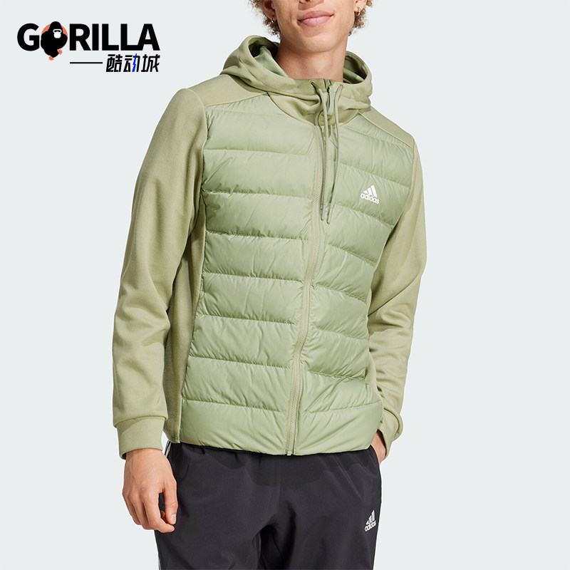 Adidas/Новый мужской теплый спортивный пуховик с капюшоном из натуральной кожи Adidas JM3254